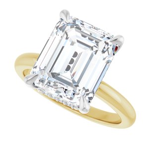 14K Yellow/White Gold 11x9 mm Emerald Hidden Halo-Style Engagement Ring. 127321:361:P