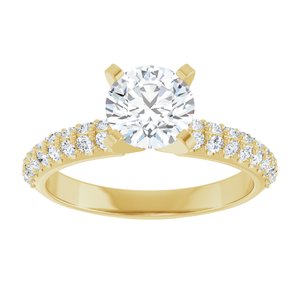 14K Yellow Gold 6.5 mm Round Accented Engagement Ring. 127340:2932:P