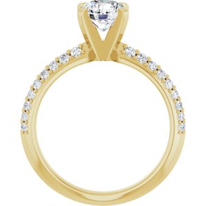 14K Yellow Gold 6.5 mm Round Accented Engagement Ring. 127340:2932:P