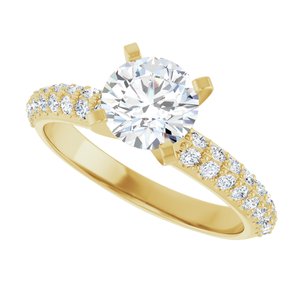 14K Yellow Gold 6.5 mm Round Accented Engagement Ring. 127340:2932:P