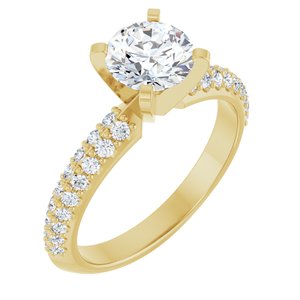 14K Yellow Gold 6.5 mm Round Accented Engagement Ring. 127340:2932:P