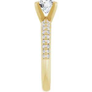 14K Yellow Gold 6.5 mm Round Accented Engagement Ring. 127340:2932:P