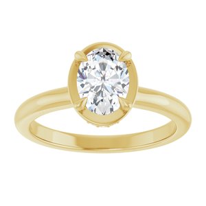 14K Yellow Gold 7.5x5.5 mm Oval Hidden Halo-Style Engagement Ring. 127311:4017:P