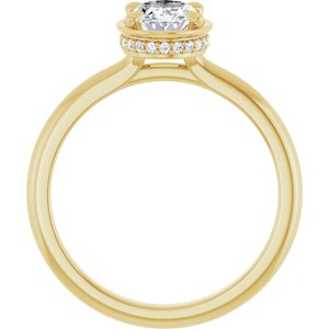 14K Yellow Gold 7.5x5.5 mm Oval Hidden Halo-Style Engagement Ring. 127311:4017:P