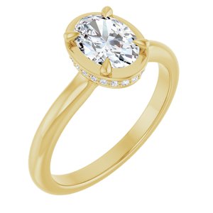 14K Yellow Gold 7.5x5.5 mm Oval Hidden Halo-Style Engagement Ring. 127311:4017:P
