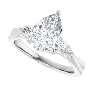 14K White Gold 10x7 mm Pear 3/8 CTW Diamond Accented Engagement Ring. 689442:LG616:P
