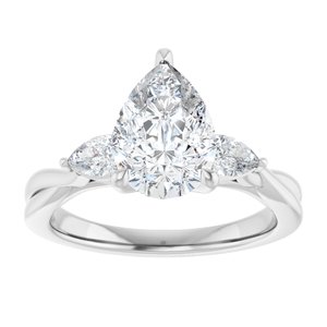 14K White Gold 10x7 mm Pear 3/8 CTW Diamond Accented Engagement Ring. 689442:LG616:P