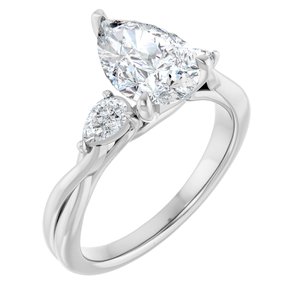 14K White Gold 10x7 mm Pear 3/8 CTW Diamond Accented Engagement Ring. 689442:LG616:P