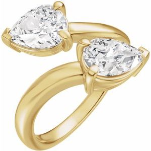 14K Yellow Gold 8x6 mm Pear Two-Stone Engagement Ring. 689666:606:P