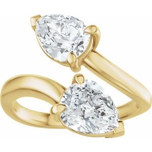 14K Yellow Gold 8x6 mm Pear Two-Stone Engagement Ring. 689666:606:P