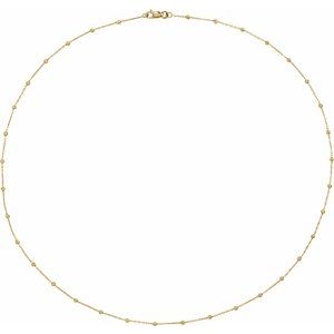 14K Yellow Gold .65 mm Beaded Cable 18" Chain