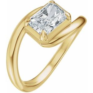 14K Yellow Gold 7x5 mm Emerald Solitaire Engagement Ring. 689669:624:P