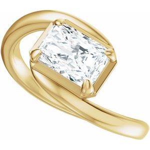 14K Yellow Gold 7x5 mm Emerald Solitaire Engagement Ring. 689669:624:P