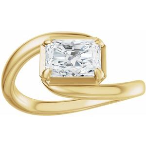 14K Yellow Gold 7x5 mm Emerald Solitaire Engagement Ring. 689669:624:P