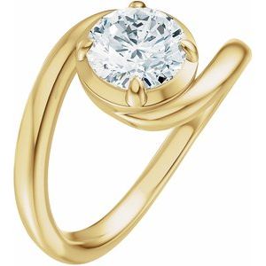 14K Yellow Gold 6.5 mm Round Solitaire Engagement Ring. 689669:636:P
