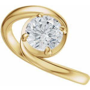 14K Yellow Gold 6.5 mm Round Solitaire Engagement Ring. 689669:636:P
