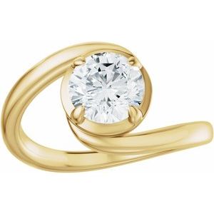 14K Yellow Gold 6.5 mm Round Solitaire Engagement Ring. 689669:636:P