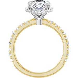 14K Yellow/White Gold 10x8 mm Oval Hidden Halo-Style Accented Engagement Ring. 127376:3430:P