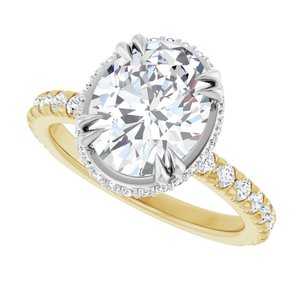 14K Yellow/White Gold 10x8 mm Oval Hidden Halo-Style Accented Engagement Ring. 127376:3430:P
