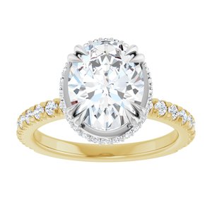 14K Yellow/White Gold 10x8 mm Oval Hidden Halo-Style Accented Engagement Ring. 127376:3430:P