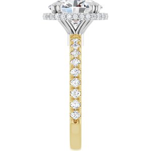 14K Yellow/White Gold 10x8 mm Oval Hidden Halo-Style Accented Engagement Ring. 127376:3430:P