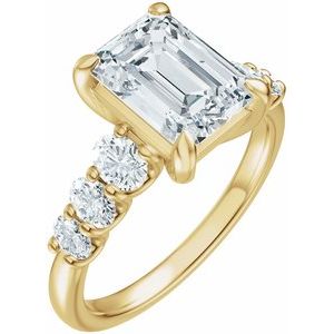 14K Yellow Gold 8.5x6.5 mm Emerald 3/4 CTW Diamond Accented Engagement Ring. 689668:LG715:P