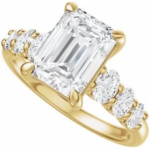 14K Yellow Gold 8.5x6.5 mm Emerald 3/4 CTW Diamond Accented Engagement Ring. 689668:LG715:P