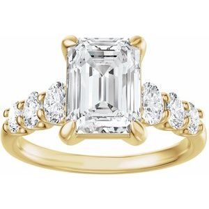 14K Yellow Gold 8.5x6.5 mm Emerald 3/4 CTW Diamond Accented Engagement Ring. 689668:LG715:P