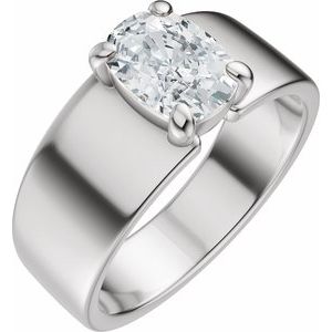 14K White Gold 7x5 mm Elongated Cushion Engagement Ring. 689673:601:P