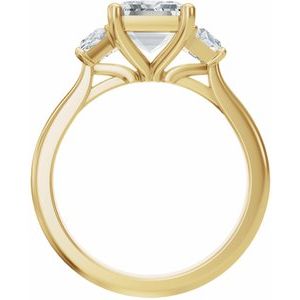 14K Yellow Gold 8.5 x 6.5 mm Emerald Three-Stone Engagement Ring 689665:LG709:P