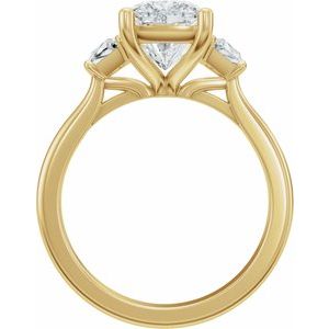 14K Yellow Gold 9 x 7 mm Elongated Cushion 1/3 Diamond Three-Stone Engagement Ring. 689665:LG703:P