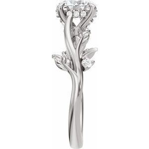 14K White Gold 7x5 mm Oval 1/6 CTW Diamond Hidden Halo-Style Floral Engagement Ring. 689660:625:P