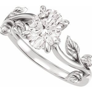 14K White Gold 7x5 mm Oval 1/6 CTW Diamond Hidden Halo-Style Floral Engagement Ring. 689660:625:P