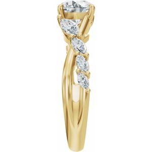 14K Yellow Gold 6.5 mm Round 1/2 CTW Diamond Accented Engagement Ring. 689661:624:P