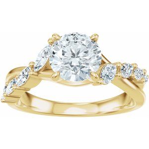 14K Yellow Gold 6.5 mm Round 1/2 CTW Diamond Accented Engagement Ring. 689661:624:P