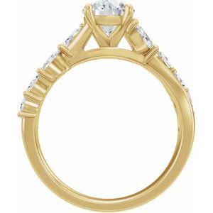 14K Yellow Gold 6.5 mm Round 1/2 CTW Diamond Accented Engagement Ring. 689661:624:P