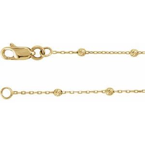 14K Yellow Gold .65 mm Beaded Cable 18" Chain