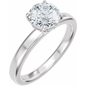 14K White Gold 6.5 mm Round .04 CTW Diamond Hidden Halo-Style Accented Engagement Ring. 689667:601:P