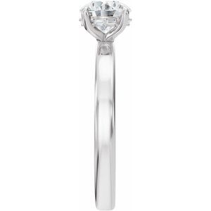 14K White Gold 6.5 mm Round .04 CTW Diamond Hidden Halo-Style Accented Engagement Ring. 689667:601:P