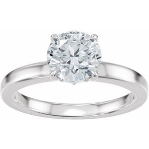 14K White Gold 6.5 mm Round .04 CTW Diamond Hidden Halo-Style Accented Engagement Ring. 689667:601:P