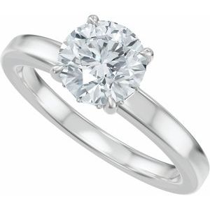 14K White Gold 6.5 mm Round .04 CTW Diamond Hidden Halo-Style Accented Engagement Ring. 689667:601:P