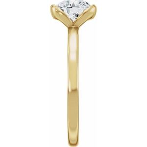 14K Yellow Gold 6.5 mm Round Half Bezel-Set Solitaire Engagement Ring. 689670:600:P