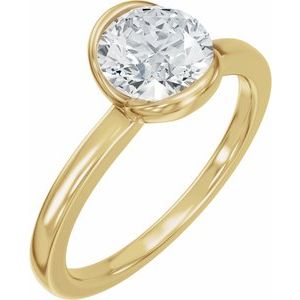 14K Yellow Gold 6.5 mm Round Half Bezel-Set Solitaire Engagement Ring. 689670:600:P