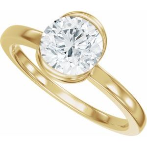 14K Yellow Gold 6.5 mm Round Half Bezel-Set Solitaire Engagement Ring. 689670:600:P