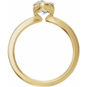 14K Yellow Gold 6.5 mm Round Half Bezel-Set Solitaire Engagement Ring. 689670:600:P