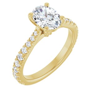 14K Yellow Gold 8x6 mm Oval Accented Engagement Ring. 127399:676:P