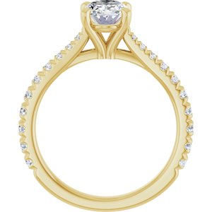 14K Yellow Gold 8x6 mm Oval Accented Engagement Ring. 127399:676:P