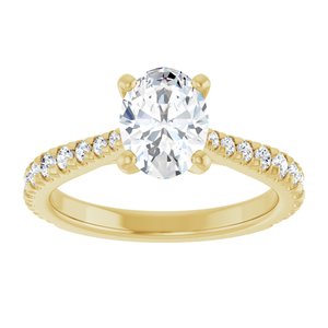 14K Yellow Gold 8x6 mm Oval Accented Engagement Ring. 127399:676:P