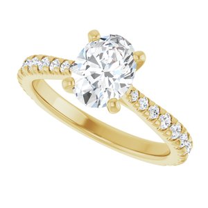 14K Yellow Gold 8x6 mm Oval Accented Engagement Ring. 127399:676:P