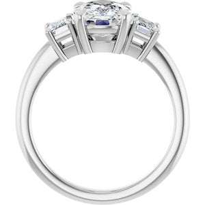 Sterling Silver 9x7 mm Elongated Cushion Three-Stone Engagement Ring. 127354:1336:P